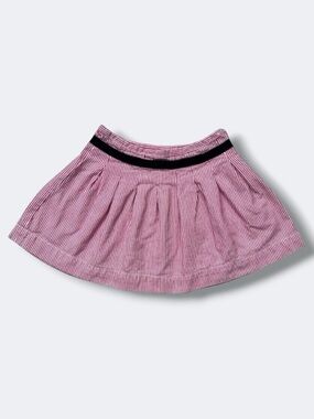 Jacadi Skirt Girls 3T Red White Pinstripe Pleated Cotton Preppy Classic Casual